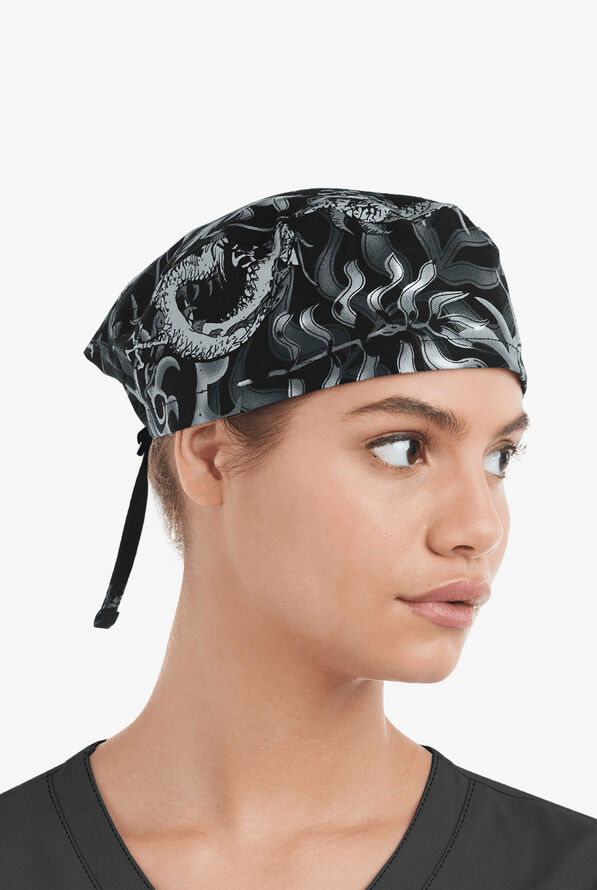 UA Asian Dragon Black Printed Unisex Adjustable Scrub Hat - null - 1