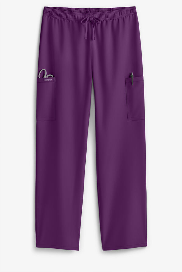 Cherokee Workwear Originals Ultra Unisex 3-Pocket Drawstring Straight Leg Scrub Pants - Eggplant - 2