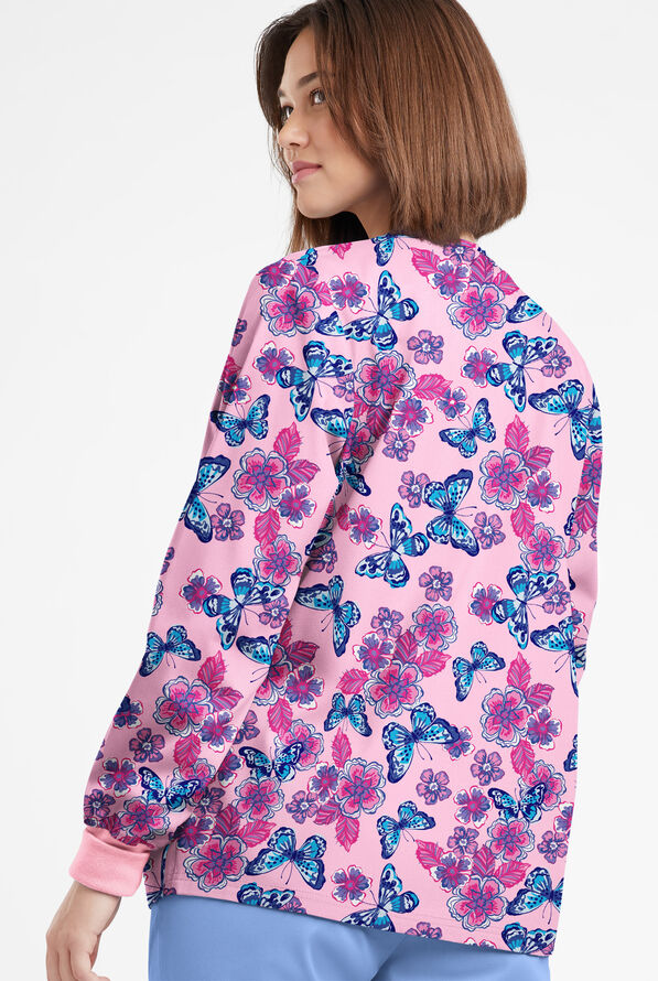 Butter-Soft Originals Spring Day Blush Women's 3-Pocket Warm-Up Printed Scrub Jacket - null - 3