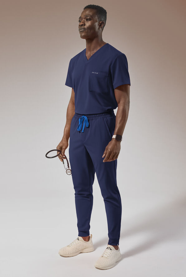 Hypothesis Omni V Men's 1-Pocket Tuck In V-Neck Scrub Top - Navy - 3