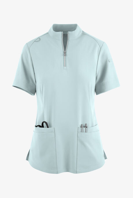 Easy STRETCH Jen Women's 4-Pocket Zip-Neck Short Sleeve Scrub Top