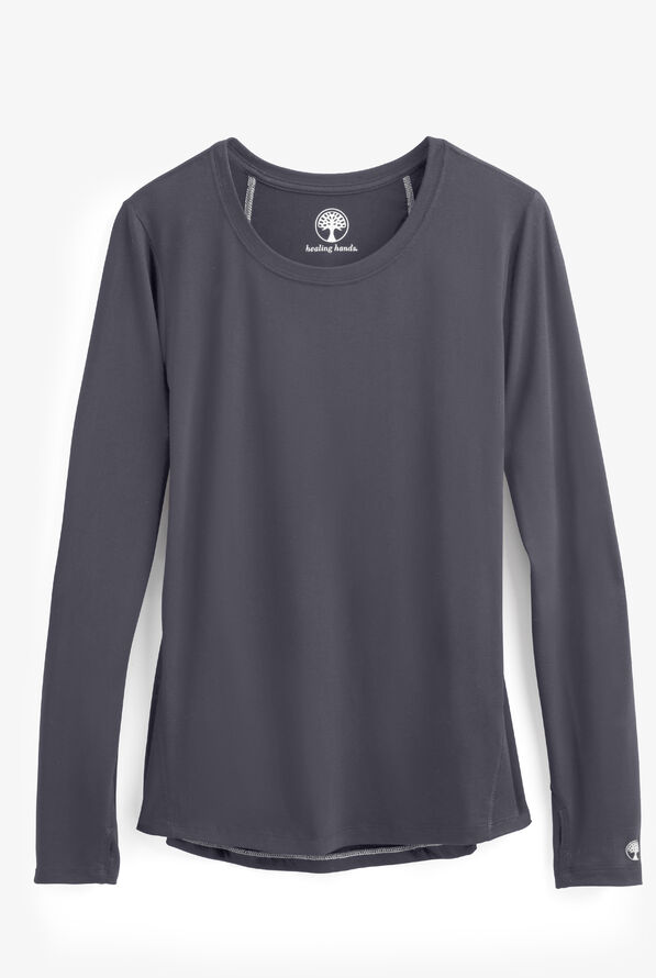 Healing Hands Mackenzie Women's STRETCH Long Sleeve Knit Underscrub - Pewter - 1