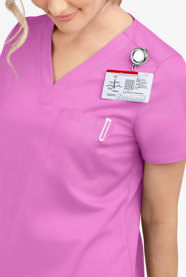 Blusa m&eacute;dica Butter-Soft STRETCH con cuello en V y 2 bolsillos para mujer - Prism Pink - 5
