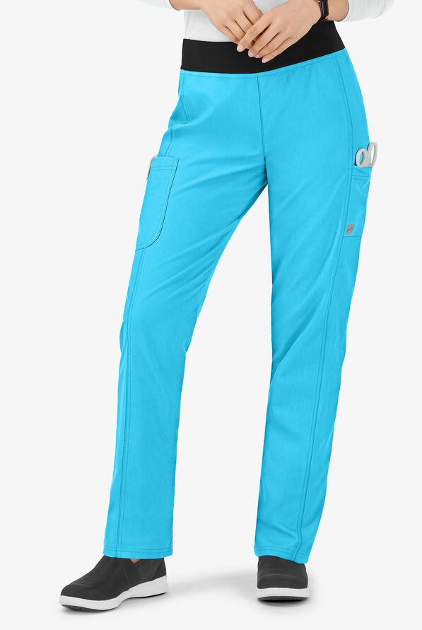 Pantal&oacute;n m&eacute;dico Butter-Soft Core by UA&trade; tipo yoga con 5 bolsillos para mujer - Turquoise/Black - 1
