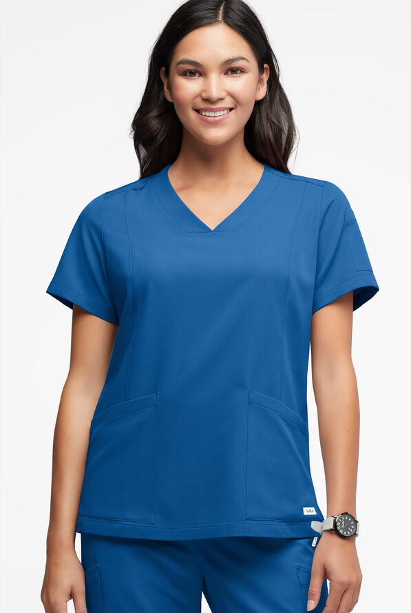 Blusa médica ReSurge Ruby con cuello en V y 5 bolsillos para mujer - Royal - 3