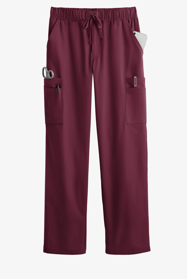 Butter-Soft Originals Men's 9-Pocket Straight Leg Cargo Scrub Pants - Wine - 1
