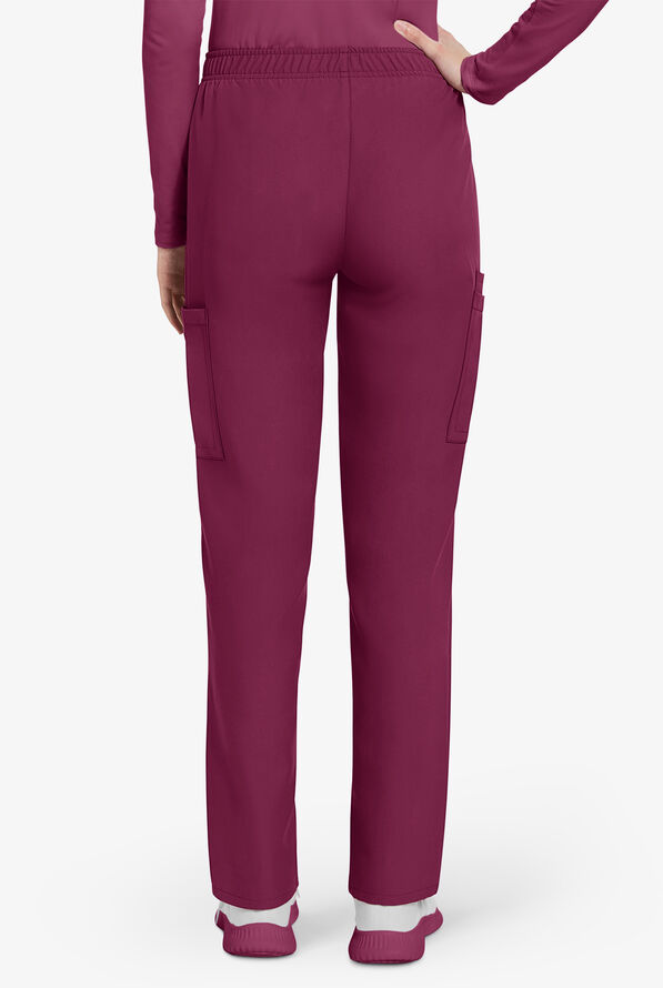 Cherokee Workwear Originals Ultra Women's 3-Pocket Pull-on Slim Leg Scrub Pants - Petite - Wine - 3