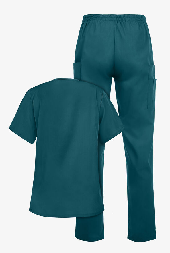 Strictly Scrubs Women’s 6-Pocket Scrub Set - Caribbean Blue - 2