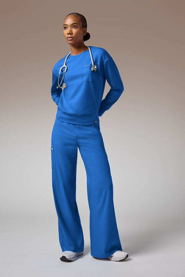 Pantal&oacute;n m&eacute;dico Hypothesis Y-Band estilo yoga con piernas anchas y 6 bolsillos para mujer - Royal - 2