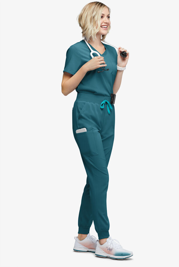 Easy STRETCH Olivia Women's 7-Pocket Slim Leg Jogger Scrub Pants - Tall - Caribbean Blue - 5