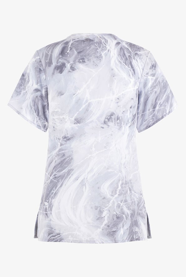 WonderWink Cool Marble Women's 3-Pocket STRETCH V-Neck Print Scrub Top - null - 2