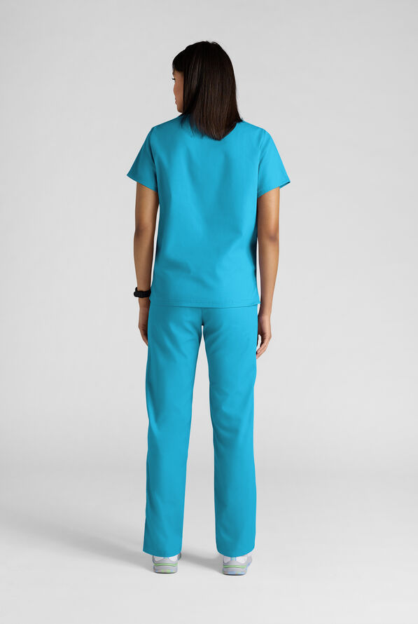 Strictly Scrubs Women's 4-Pocket Scrub Set - Turquoise - 5