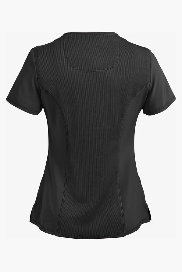 Infinity Women's 4-Pocket STRETCH Mock Wrap Scrub Top - Black - 3