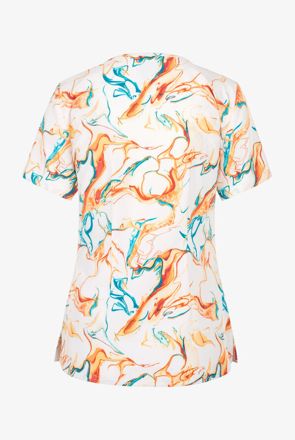 Dickies Mineral Swirl Women's 2-Pocket STRETCH V-Neck Print Scrub Top - null - 2