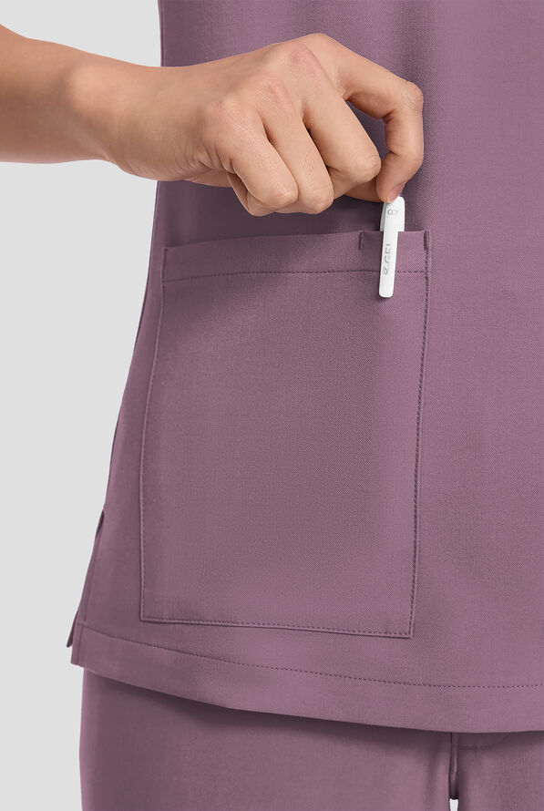 Healing Hands Quest Briana Women's 3-Pocket STRETCH Y-Neck Scrub Top - Elderberry - 3