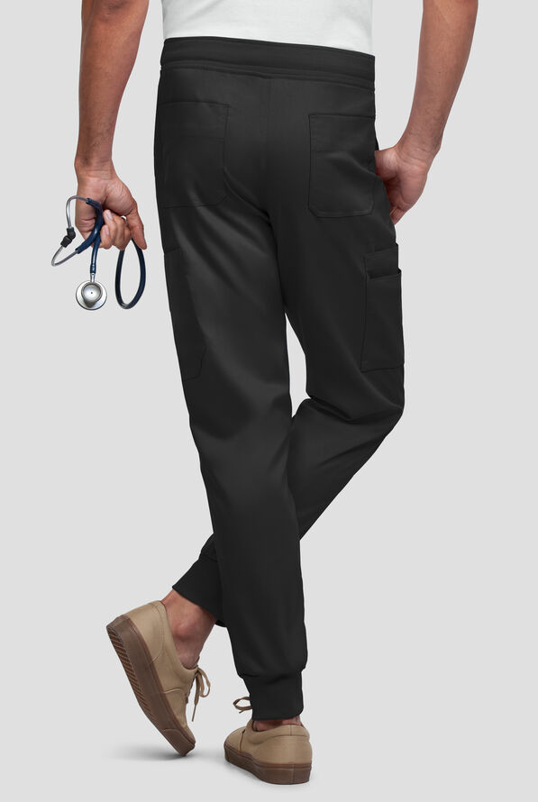 Strictly Scrubs Active STRETCH Men's 9-Pocket  Knit Waist Jogger Scrub Pant - Black - 2