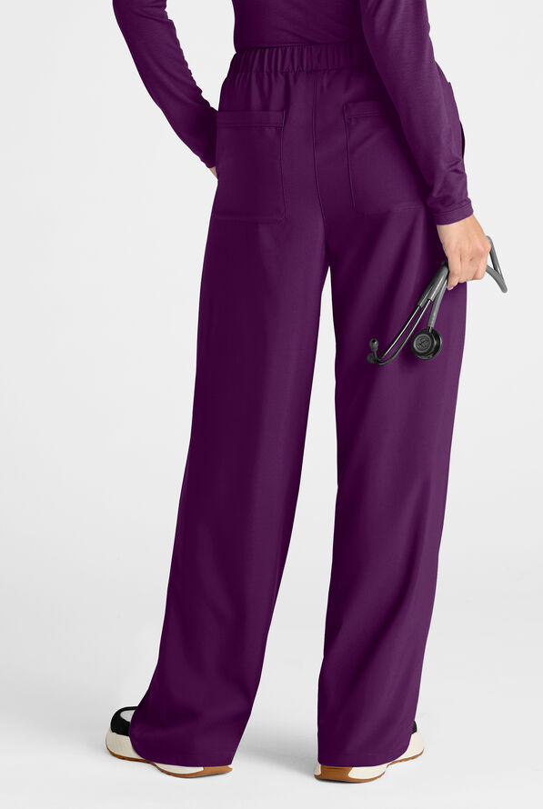 Easy STRETCH Hunter Women's 6-Pocket Relaxed Fit Wide Leg Scrub Pant - Eggplant - 4