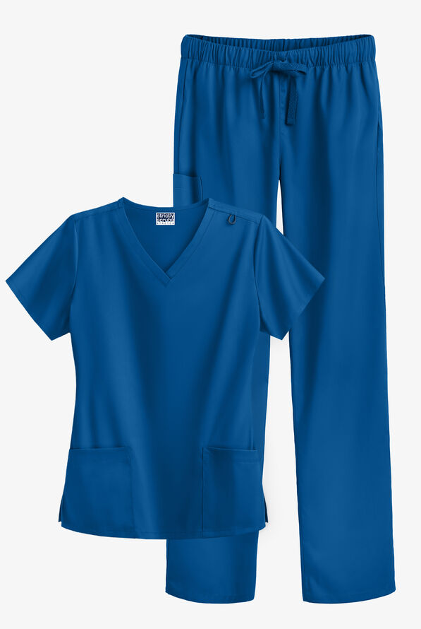 Strictly Scrubs STRETCH Women's 4-Pocket Scrub Set - Royal - 1
