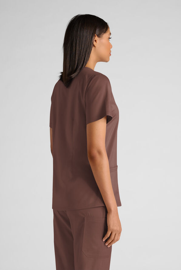 Butter-Soft STRETCH FLXTEK+ Women's 4-Pocket V-Neck Scrub Top - French Roast - 2