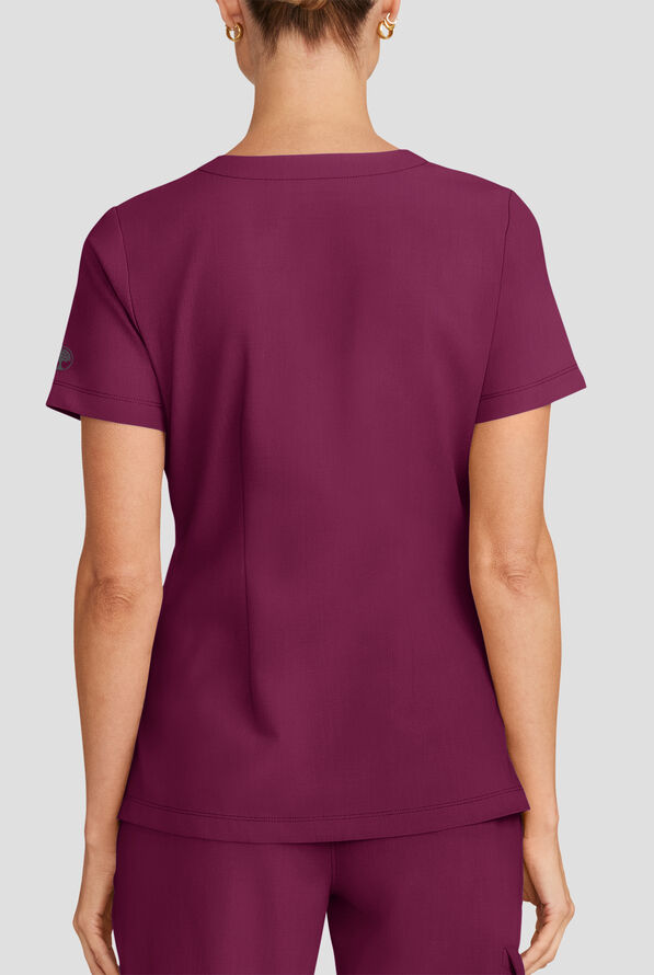 Blusa m&eacute;dica Healing Hands Quest STRETCH con cuello en V y 1 bolsillo para mujer - Wine - 4