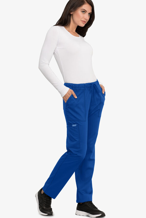 Cherokee Workwear Revolution Unisex 4-Pocket STRETCH Drawstring Cargo Scrub Pants - Tall - Royal - 4