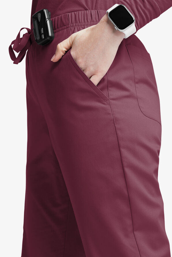 Butter-Soft Originals Women's 6-Pocket Mid Rise Flare Leg Scrub Pants - Wine - 2