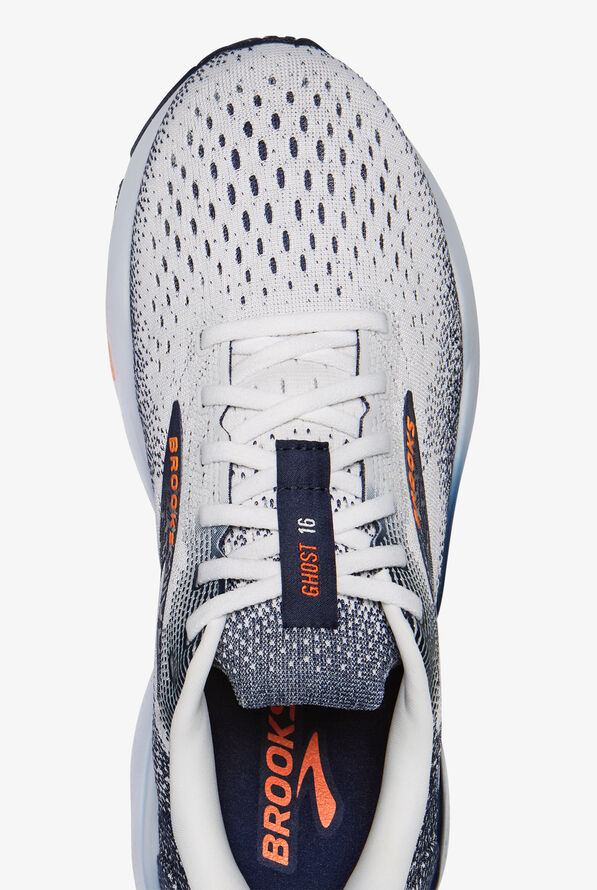 Brooks Men's Ghost 16 White/Peacoat/Orange Athletic Lace Up Shoes - null - 2