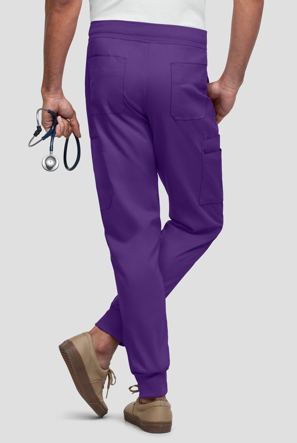 Strictly Scrubs Active STRETCH Men's 9-Pocket  Knit Waist Jogger Scrub Pant - Grape - 2