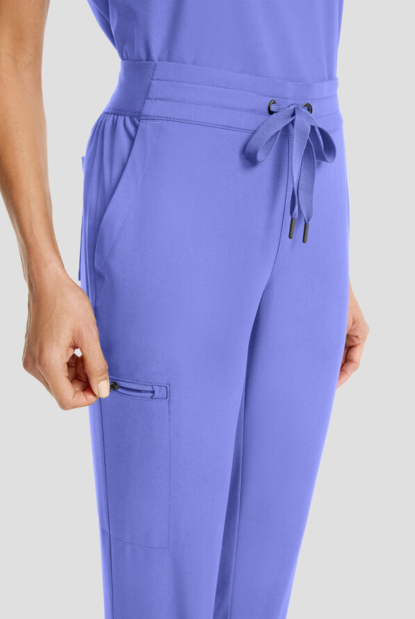 Healing Hands Quest Women's 5-Pocket STRETCH Drawstring Jogger Scrub Pant - Ceil Blue - 3