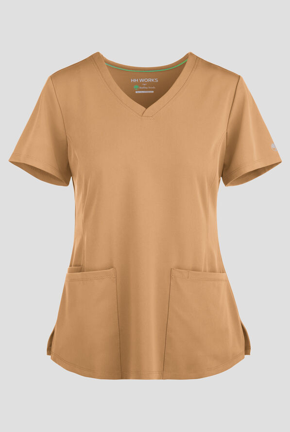 Blusa m&eacute;dica HH Works by Healing Hands Monica con cuello en V y 4 bolsillos para mujer - Sand Dunes - 1