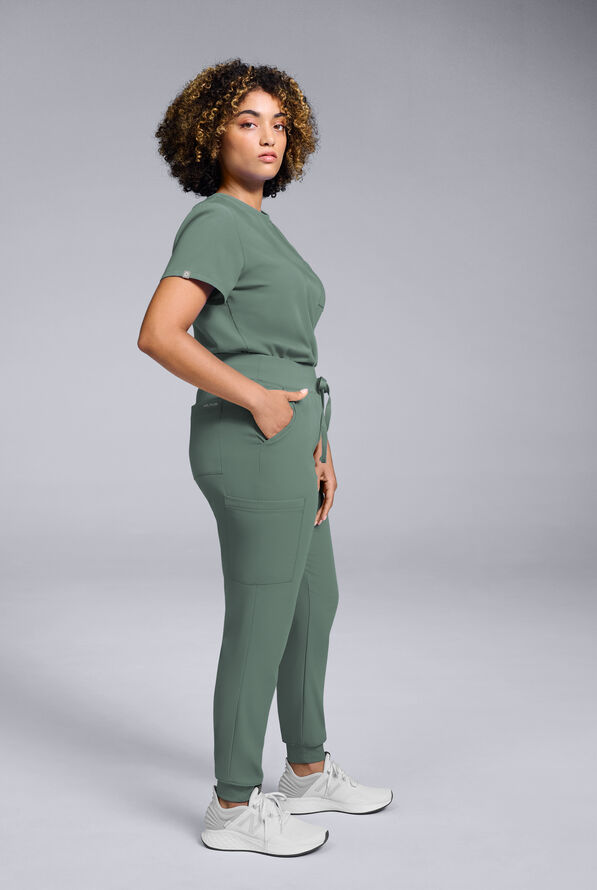 Hypothesis Women's Base Crew-Neck Tuck-In Scrub Top - Olive - 2