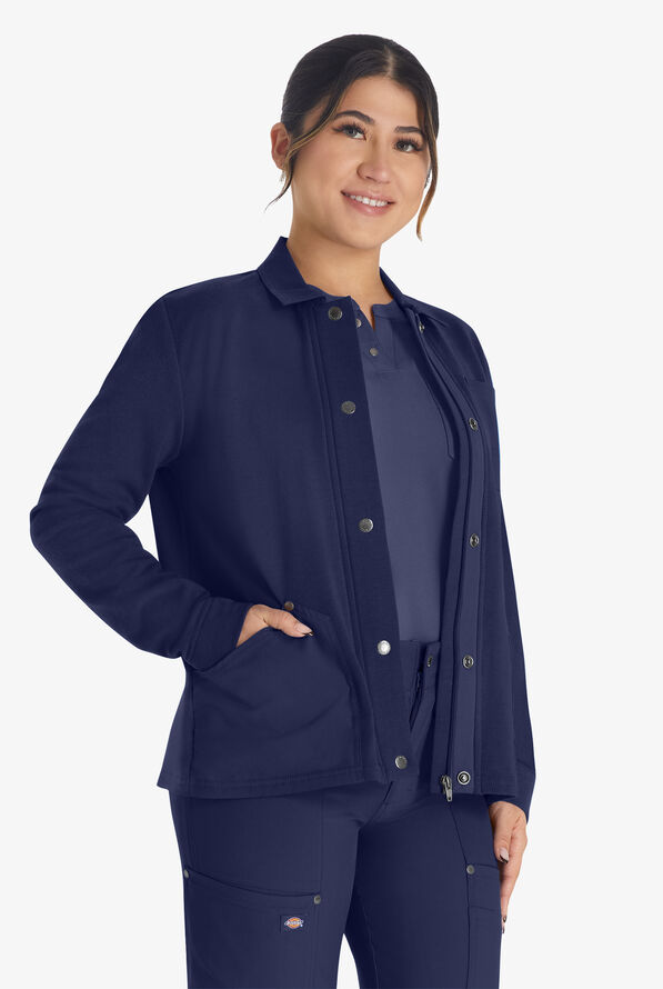 Dickies EDS NXT Women's 3- Pocket STRETCH Snap Front Scrub Jacket - Navy - 2