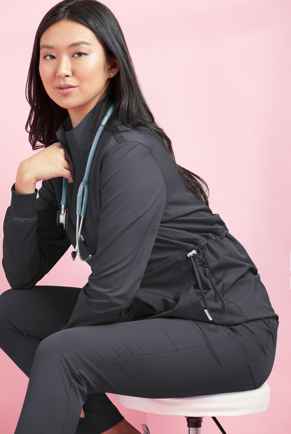 Chaqueta médica ajustable WhisperLite Eris con cremallera y 5 bolsillos para mujer - Ceil Blue - 8