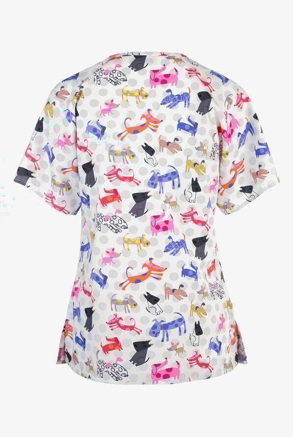 Blusa Medica Estampada WonderWink Origins Bravo Doggy Day con Escote en V  - null - 2