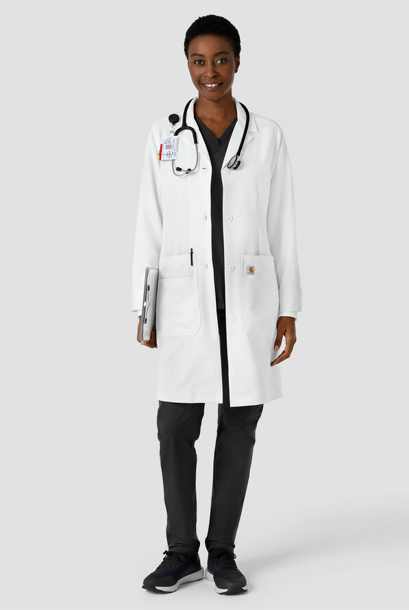 Bata de laboratorio Carhartt Performance Layers de 38" de largo con 6 bolsillos para mujer - White - 2