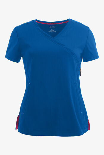Blusa m&eacute;dica koi Lite&trade; Philosophy STRETCH estilo cruzado con 3 bolsillos y cremallera para mujer