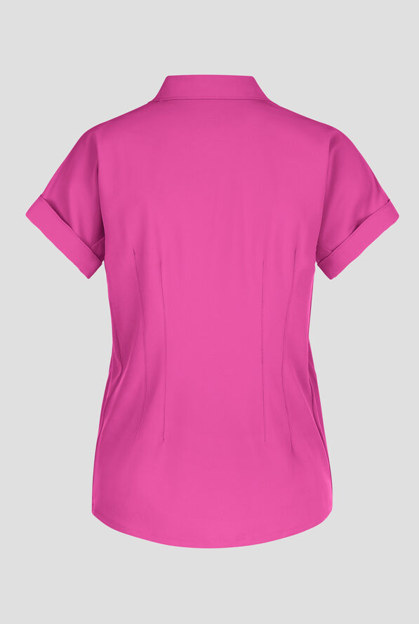 Wink Renew Women's 2-Pocket STRETCH Dolman Sleeve Shirt Collar Scrub Top - Raspberry - 2