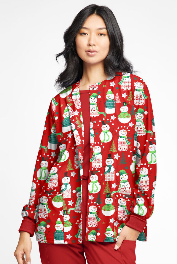 UA ButterSoft Juggling Snowman Red Women's 2Pocket Warm Up Print