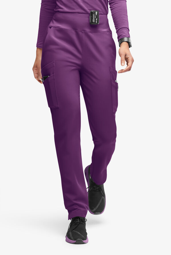 Movement by Butter-Soft Carina Women’s 7-Pocket Skinny Yoga Inspired  Scrub Pant - Petite - Eggplant - 1