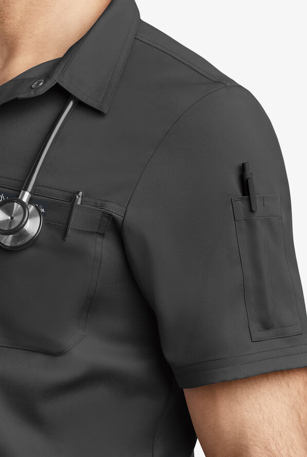 Advantage STRETCH Men's 3-Pocket Short Sleeve Polo with Back Air-Mesh Panels - Black - 3