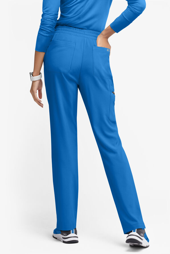 Easy STRETCH Naya Women’s Natural Waist 6-Pocket Straight Leg Scrub Pants - Petite - Royal/Turquoise - 5