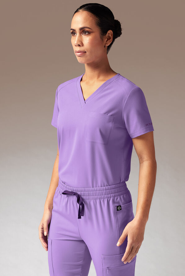 Hypothesis Meta-Base Women’s Single Pocket V-Neck Tuck In/Wear Out Scrub Top - Ultraviolet Light - 2