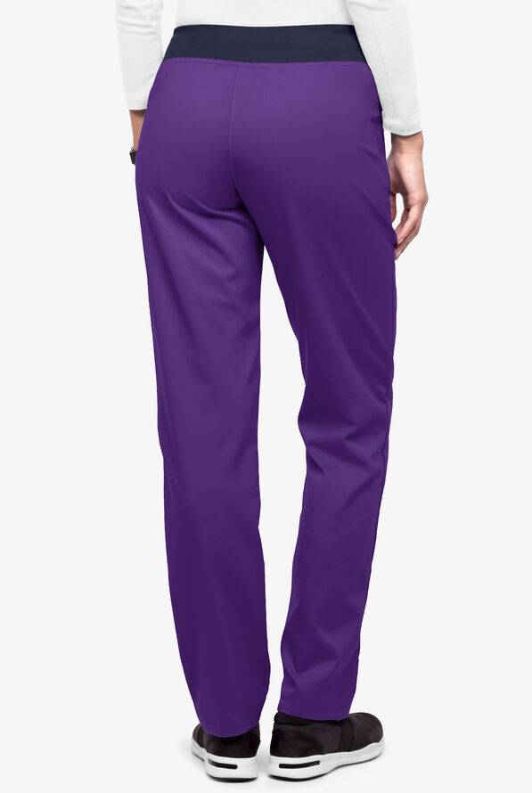 UA Flex2 Women's 3-Pocket Straight Leg Yoga STRETCH Scrub Pants - Tall - Grape/Navy - 3
