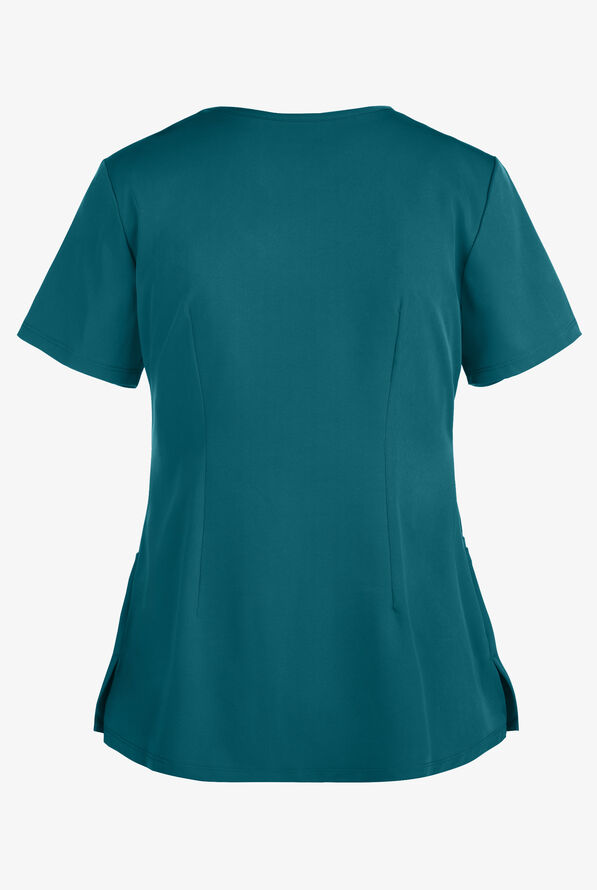 HH Works by Healing Hands Monica Women's 4-Pocket STRETCH V-Neck Scrub Top - Caribbean Blue - 2