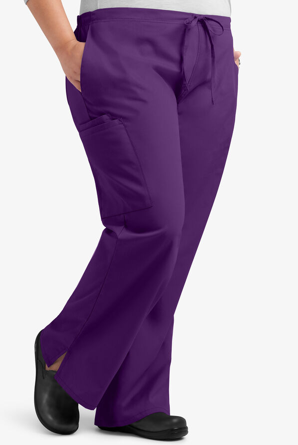 Butter-Soft Core Women's 4-Pocket Elastic Waist Back Drawstring Scrub Pants - Tall - Eggplant - 4
