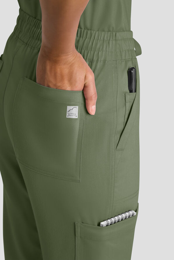 Butter-Soft STRETCH FLXTEK+ Women's 8-Pocket Straight Leg Cargo Scrub Pants - Tall - Light Olive - 4