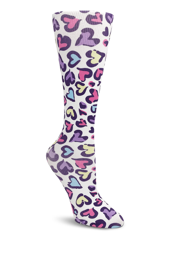 Cutieful Leopard Hearts Women's 10-18 mmHg Wide Light Compression Socks - null - 1