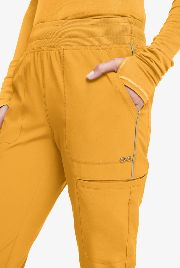 Infinity Women's 6-Pocket STRETCH Cargo Jogger Scrub Pants - Gold Rush - 2