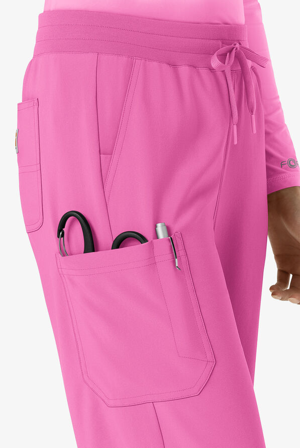Carhartt Cross-Flex Force Boot Cut Women's 6-Pocket STRETCH Convertible Drawstring Cargo Scrub Pants - Electric Fuchsia - 3