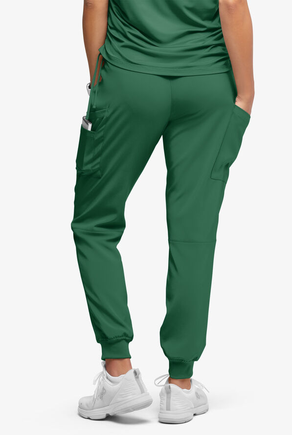 Easy STRETCH Chrissy Women's Maternity 4-Pocket Tapered Leg Jogger Scrub Pants - Hunter - 4